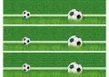 Obdélníkový jedlý obrázek na dort – Fotbal, trávník, lajna a dva míče na pásu (zelená, bílá, černá)