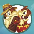 Kulatý jedlý obrázek na dort – Rychlá rota, Chip a Dale na tyrkysovém pozadí (hnědá, tyrkysová, červená)