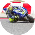 Kulatý jedlý obrázek na dort – Motorka, Valentino Rossi (modrá, žlutá, šedá)