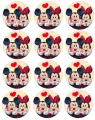 List jedlých koleček na cupcakes – Mickey a Minnie, pohled do očí a srdíčko (červená, černá, bílá)