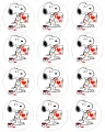 List jedlých koleček na cupcakes – Zamilovaný Snoopy (bílá, černá, červená)
