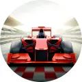 Kulatý jedlý obrázek na dort – Formule, červený monopost z čelního pohledu (červená, černá, bílá)