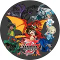 Kulatý jedlý obrázek na dort – Bakugan (červená, černá, modrá)