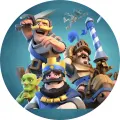 Kulatý jedlý obrázek na dort – Clash Royale (modrá, zlatá, zelená)
