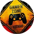 Kulatý jedlý obrázek na dort – Gamer, Zone (žlutá, černá, červená)