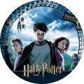 Kulatý jedlý obrázek na dort – Harry Potter 3, trio a Azkaban s logem (modrá, šedá, černá)