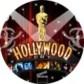 Kulatý jedlý obrázek na dort – Hollywood, filmový Oskar (červená, zlatá, černá)