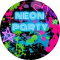 Kulatý jedlý obrázek na dort – Neon Party (černá, růžová, tyrkysová)