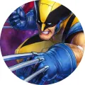 Kulatý jedlý obrázek na dort – Fortnite, Detail Wolverina v masce (žlutá, modrá, fialová)