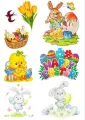 Obdélníkový jedlý papír k výřezu – Velikonoční výřez, zajíčci a Happy Easter (žlutá, zelená, červená)