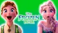 Obdélníkový jedlý obrázek na dort – Frozen, Anna a Elsa s nápisem Frozen Fever (zelená, tyrkysová, bílá)