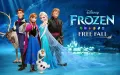 Obdélníkový jedlý obrázek na dort – Frozen, Všichni hrdinové u zámku Arendelle (modrá, tyrkysová, bílá)