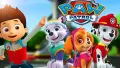 Obdélníkový jedlý obrázek na dort – Paw Patrol, Ryder, Everest, Skye a Marshall (červená, modrá, tyrkysová)