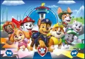 Obdélníkový jedlý obrázek na dort – Paw Patrol, celá parta pejsků u věže (modrá, červená, zelená)