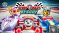 Obdélníkový jedlý obrázek na dort – Paw Patrol, Ready Race Rescue se šachovnicí (modrá, červená, růžová)