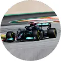 Kulatý jedlý obrázek na dort – Formule, černý monopost na závodním okruhu (černá, šedá, tyrkysová)