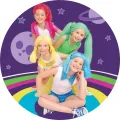 Kulatý jedlý obrázek na dort – Lollipopz, fialové nebe s planetami (fialová, modrá, zelená)