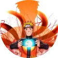 Kulatý jedlý obrázek na dort – Naruto, modrá energetická koule a plameny (žlutá, červená, černá)