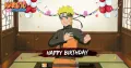 Obdélníkový jedlý obrázek na dort – Naruto, oslava a nápis Happy Birthday (žlutá, černá, bílá)