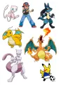 Obdélníkový jedlý papír k výřezu – Pokémon, Ash, Charizard a Pikachu s míčem (modrá, fialová)