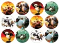List jedlých koleček na cupcakes – Kung Fu Panda (žlutá, červená, zelená)