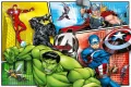 Obdélníkový jedlý obrázek na dort – Avengers, Hulk, Captain a velké logo (červená, modrá, zelená)