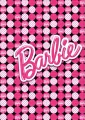 Obdélníkový jedlý obrázek na dort – Barbie, růžový nápis a puntíkaté pozadí (růžová, černá, bílá)
