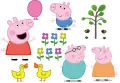 Obdélníkový jedlý papír k výřezu – Prasátko Peppa, celá rodinka s kachničkami (růžová, zelená, modrá)