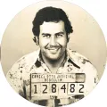 Kulatý jedlý obrázek na dort – Pablo Escobar (hnědá, černá, bílá)