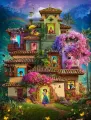 Obdélníkový jedlý obrázek na dort – Encanto, rodina Madrigal u domu Casita (zelená, fialová, růžová)