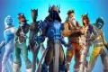 Obdélníkový jedlý obrázek na dort – Fortnite, ledový bojovník a sněžný muž (modrá, tyrkysová, černá)