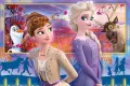 Obdélníkový jedlý obrázek na dort – Frozen, Elsa a Anna v podzimních šatech (fialová, modrá, hnědá)