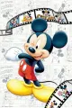 Obdélníkový jedlý obrázek na dort – Mickey Mouse, s filmovým pásem a komiksem (červená, žlutá, černá)