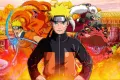 Obdélníkový jedlý obrázek na dort – Naruto, liška Kurama, Jiraiya a Gamabunta (žlutá, černá, červená)