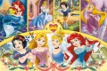 Obdélníkový jedlý obrázek na dort – Princezny, koláž s květinami a mašlemi (modrá, žlutá, růžová)