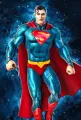 Obdélníkový jedlý obrázek na dort – Superman (modrá, červená, žlutá)