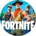 Kulatý jedlý obrázek na dort – Fortnite 2021 (modrá, hnědá, bílá)