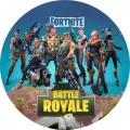 Kulatý jedlý obrázek na dort – Fortnite, Battle Royale (modrá, zelená, žlutá)
