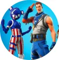 Kulatý jedlý obrázek na dort – Fortnite, Blue (modrá, bílá, červená)