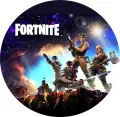 Kulatý jedlý obrázek na dort – Fortnite, Dark Galaxy (modrá, fialová, černá)