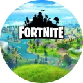 Kulatý jedlý obrázek na dort – Fortnite, Krajinka (zelená, modrá, bílá)