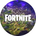 Kulatý jedlý obrázek na dort – Fortnite, Osada (zelená, fialová, bílá)