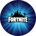 Kulatý jedlý obrázek na dort – Fortnite, Záře (modrá, černá, bílá)