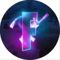 Kulatý jedlý obrázek na dort – Fortnite, Znak (modrá, fialová, růžová)