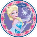 Kulatý jedlý obrázek na dort – Frozen, Ledová vločka (fialová, růžová, tyrkysová)