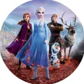 Kulatý jedlý obrázek na dort – Frozen, Listí (modrá, červená, fialová)