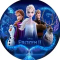 Kulatý jedlý obrázek na dort – Frozen, Dark (modrá, bílá, fialová)