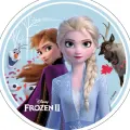 Kulatý jedlý obrázek na dort – Frozen, Light (modrá, fialová, bílá)