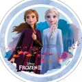 Kulatý jedlý obrázek na dort – Frozen, Light 4 (modrá, fialová, bílá)