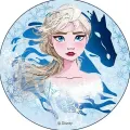 Kulatý jedlý obrázek na dort – Frozen, Cool (modrá, bílá, tyrkysová)